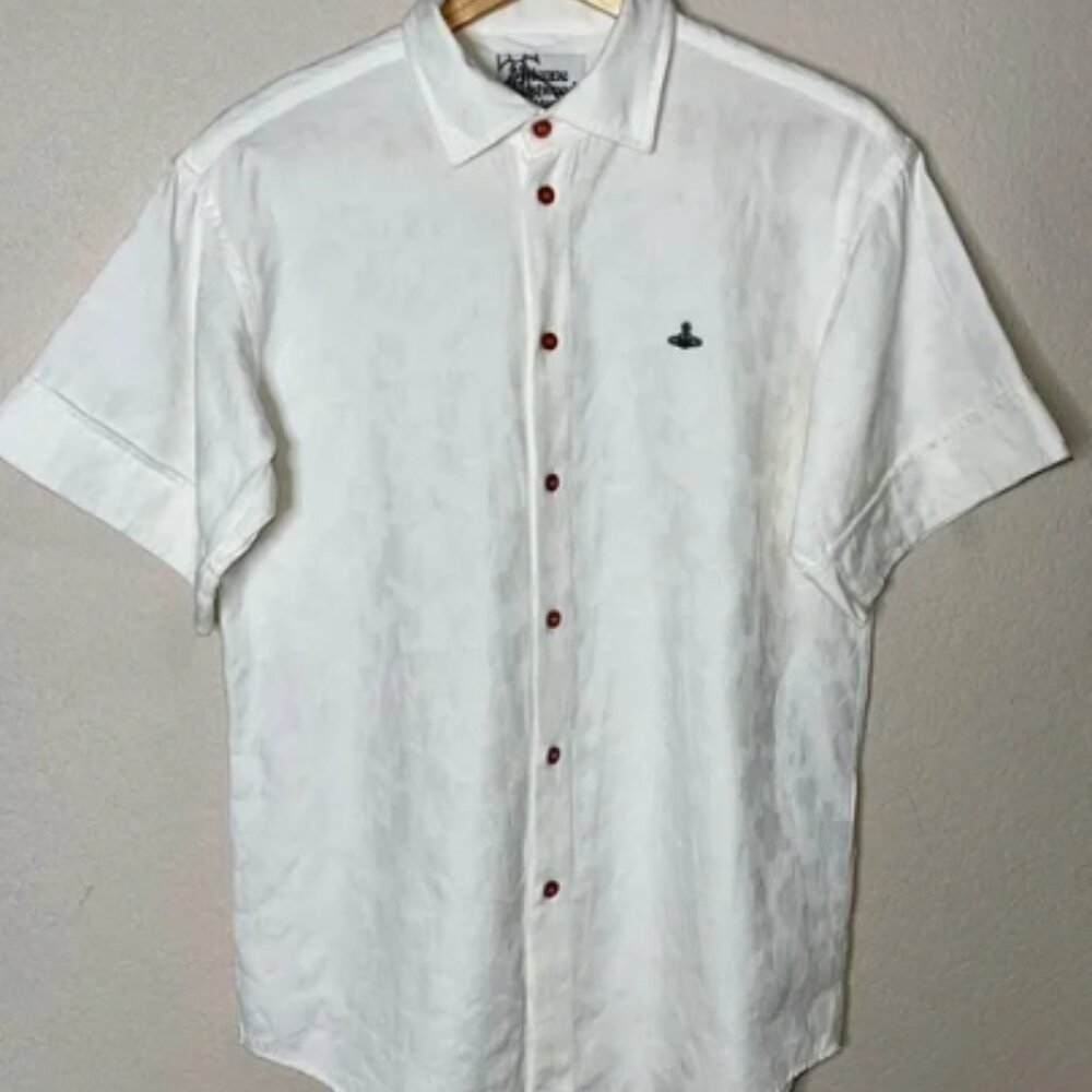 Vivienne Westwood Jacquard Cotton White Button Down Shirt Size 44 (Small)